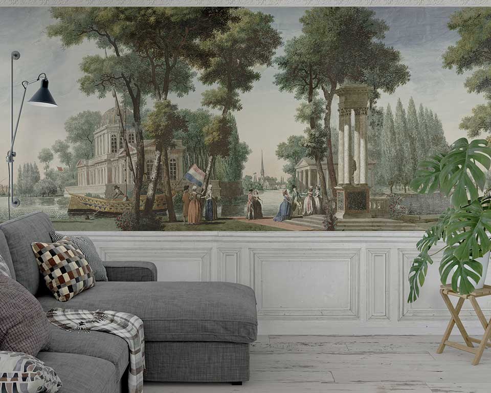 Antique Painting Mural Wallpaper in the Dining Room  Blesser House