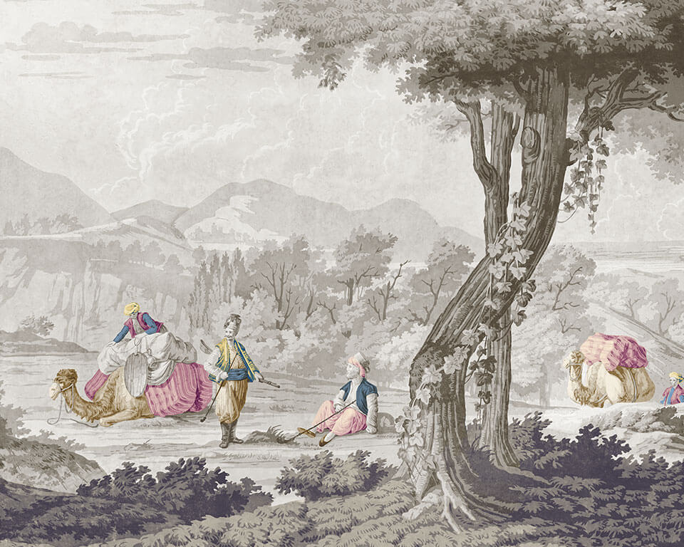 Eastern scenes - Antique Grisaille wallpaper - Papiers de Paris
