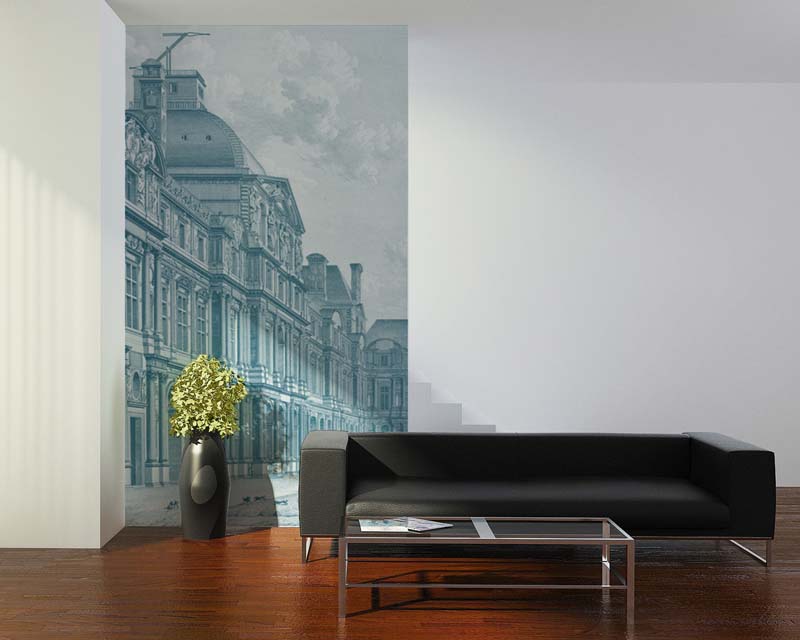 Scenic Wallpaper mural Paris engraving Papiers de Paris