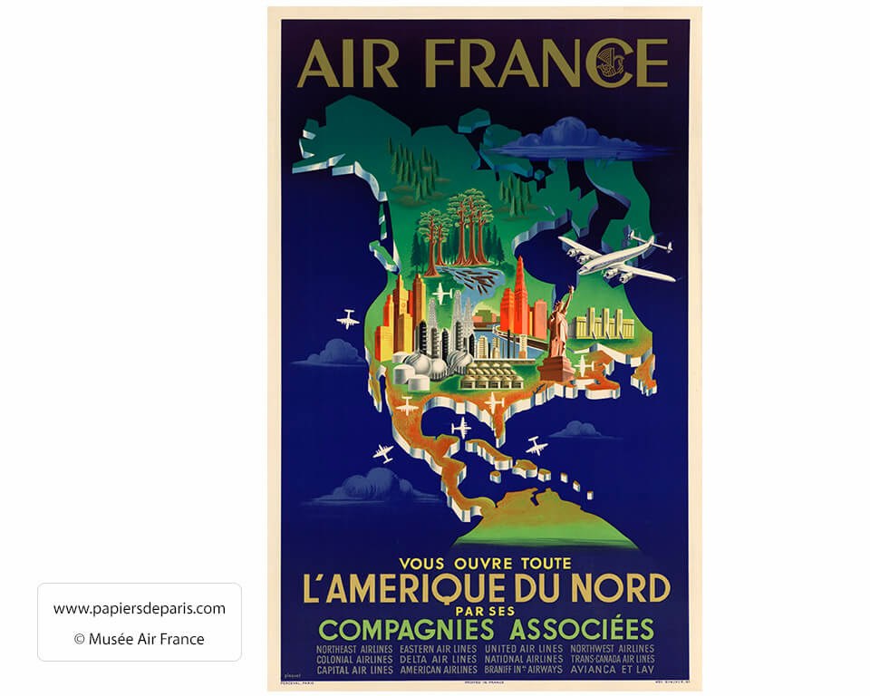 Air France 1948- North america poster