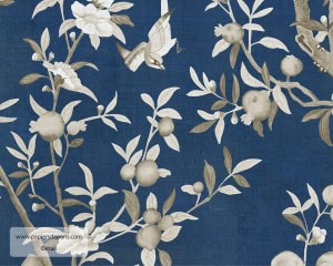 Chinoiserie in grisaille - China Blue - Wallpaper