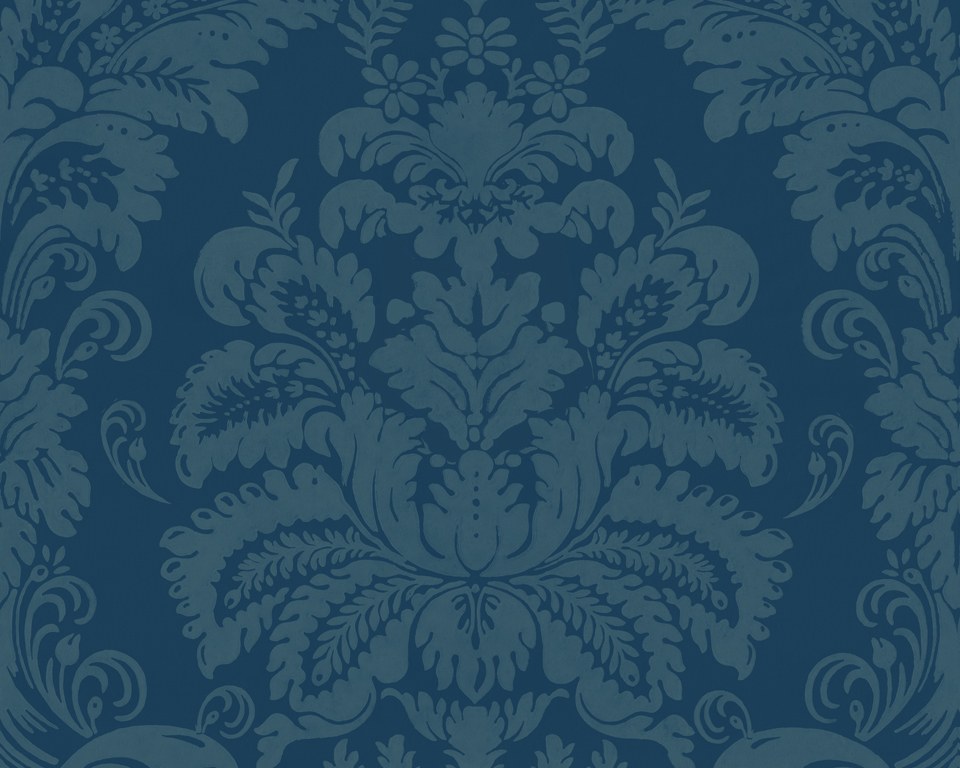 Turquoise Damask Pattern - Wallpaper