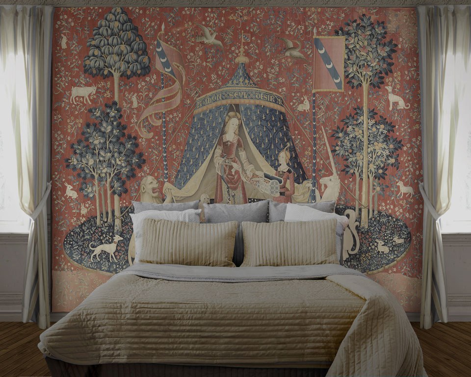 Vintage Lady and the Unicorn Handwoven Tapestry- Tapisseries De La Mere