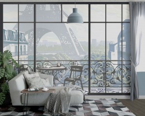 Window on Eiffel Tower #3 - Wallpaper mural