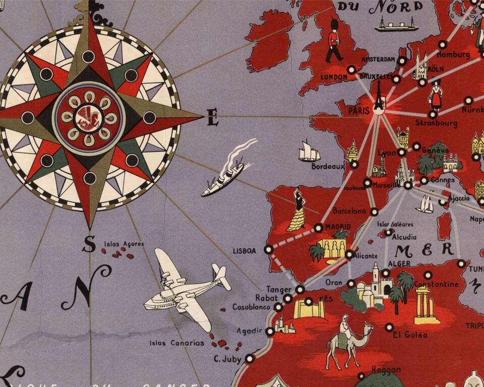 Planisphère Air France Lucien BOUCHER 1935 - Wallpaper Mural