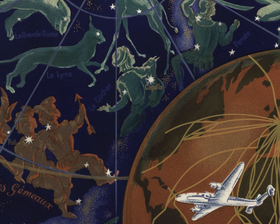 Planisphère Air France Lucien BOUCHER 1956 - Wallpaper Mural
