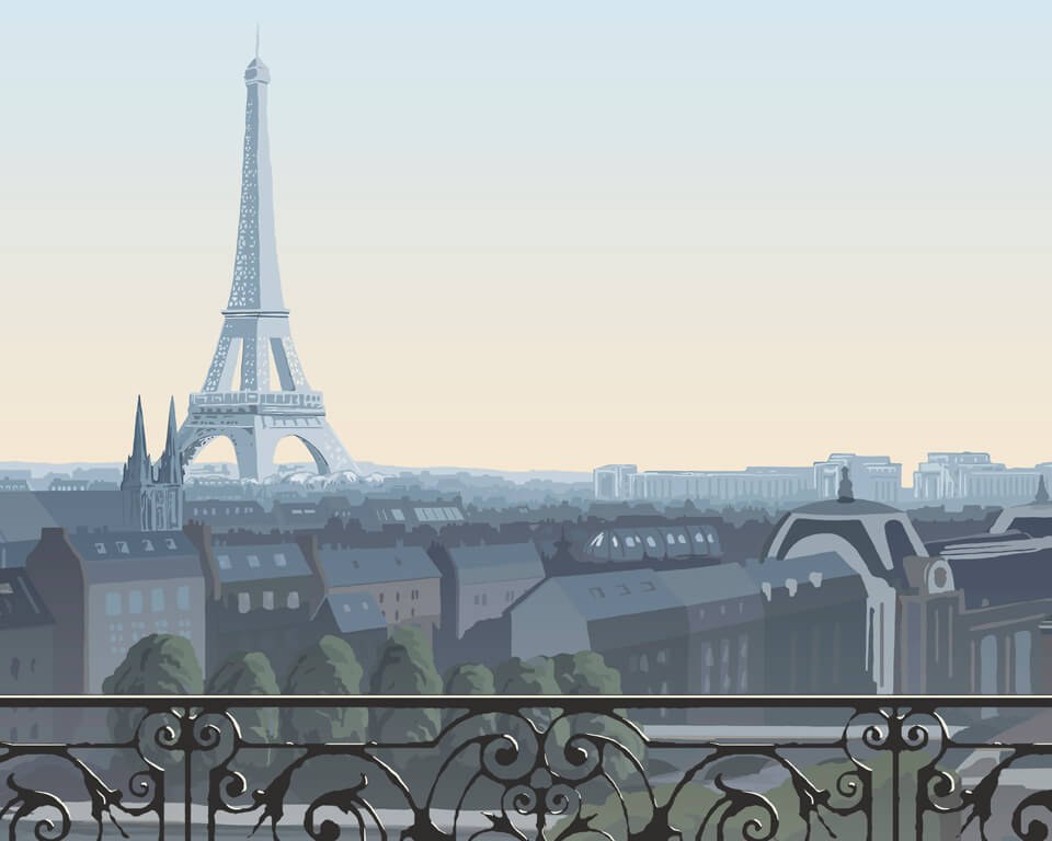 Blush Paris Wall Mural - Sunset Eiffel Tower Wallpaper Mural.-hancorp34.com.vn