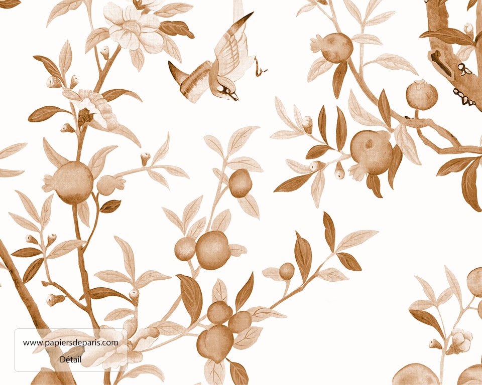 Chinoiserie in grisaille - Terracotta - Wallpaper