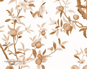Chinoiserie in grisaille - Terracotta - Wallpaper