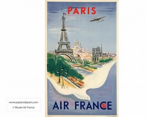 Poster di Air France 1947 - carta da parati paris