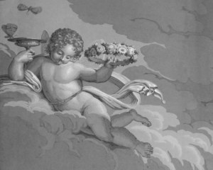 Psiche e Cupido  - carta da parati antico neoclassico