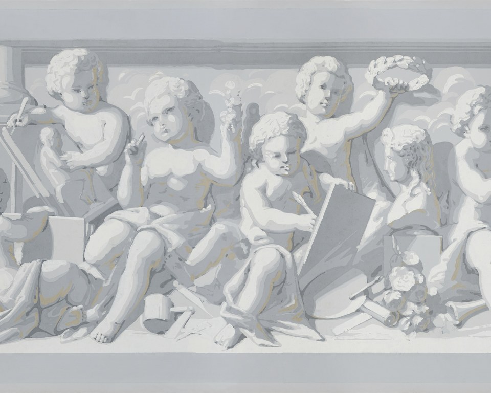 Le Arti - fregio in grisaglia - carta da parati