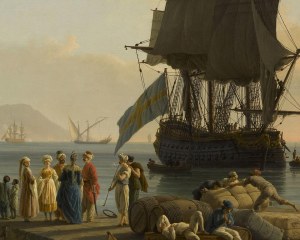 Marine tramonto - carta da parati xviii secolo