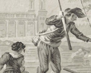 Scena di porto/1 - carta da parati xviii secolo