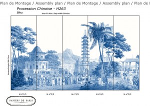 Procession blue - carta da parati chinoiserie