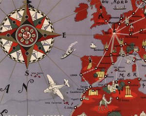 Planisphère Air France Lucien BOUCHER 1935 - carta da parati contemporaneo
