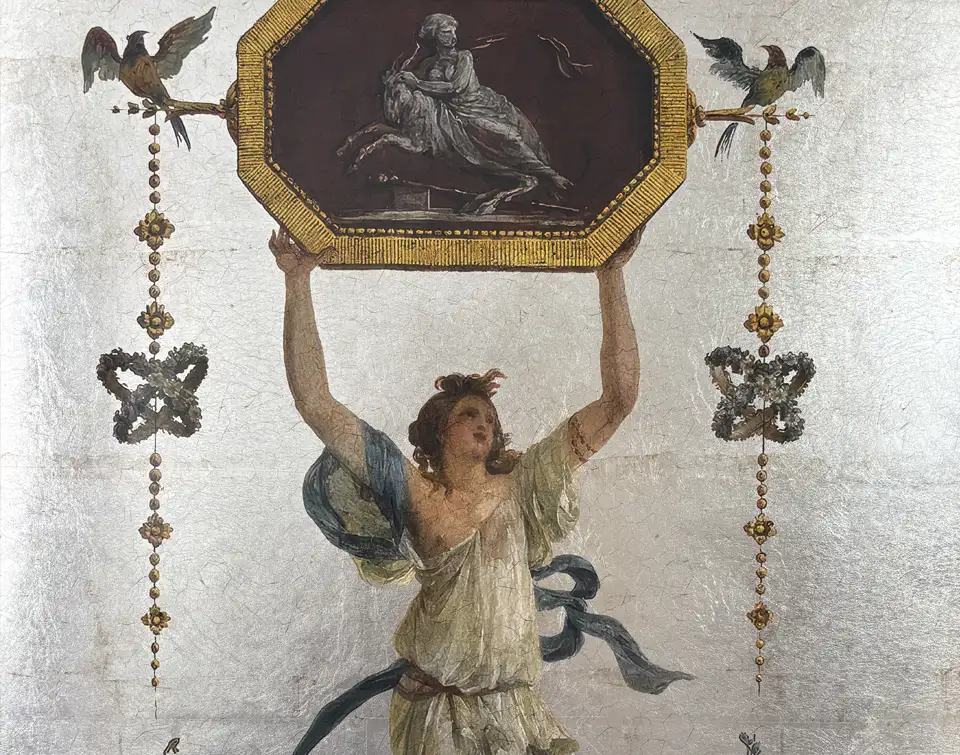 papier peint Boudoir feuille argent