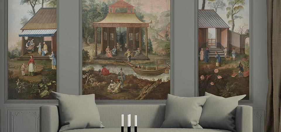 décor chinois  papier peint panoramique - panneaux issus de Versailles