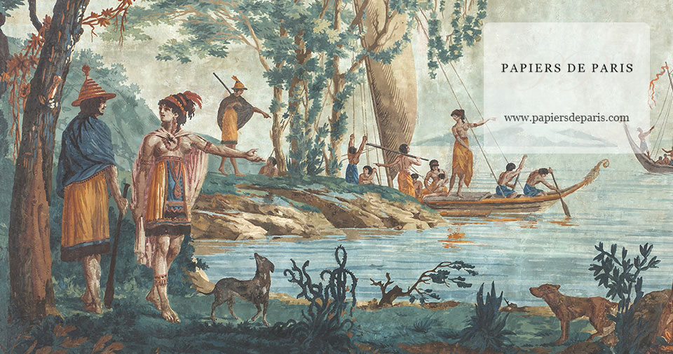 Papier peint panoramique voyage exotique cook 19eme