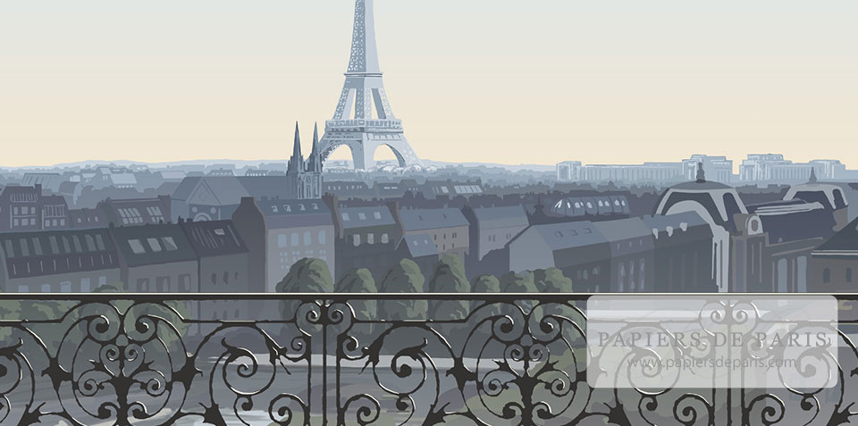 Papier peint panoramique toits de Paris