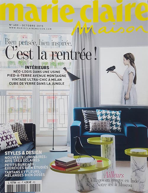 papier peint panoramique et décoratif - Article de presse dans Marie-Claire Maison avec un décor Papiers de Paris