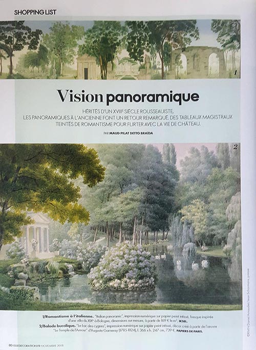 Papier peint panoramique décoration intérieure dans Marie-Claire Maison avec un décor de jardin français
