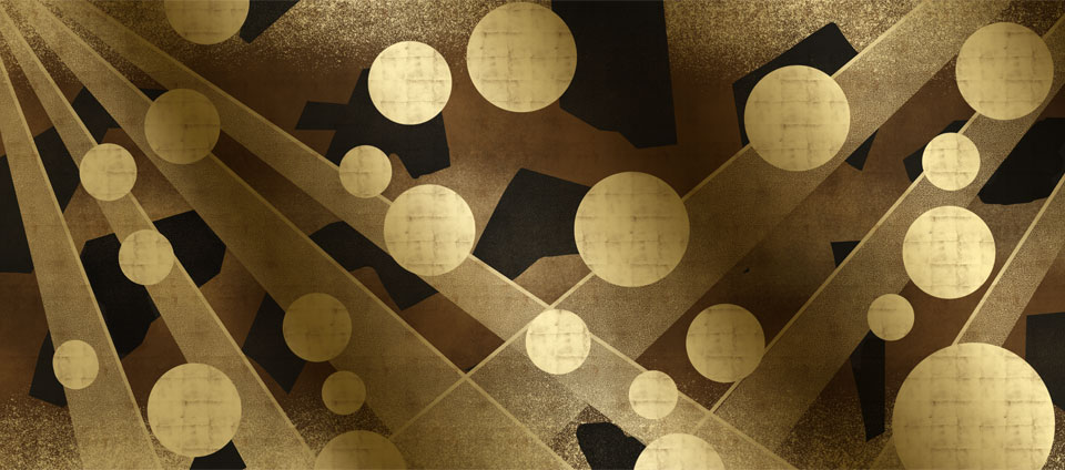 papier peint abstrait noir et or
